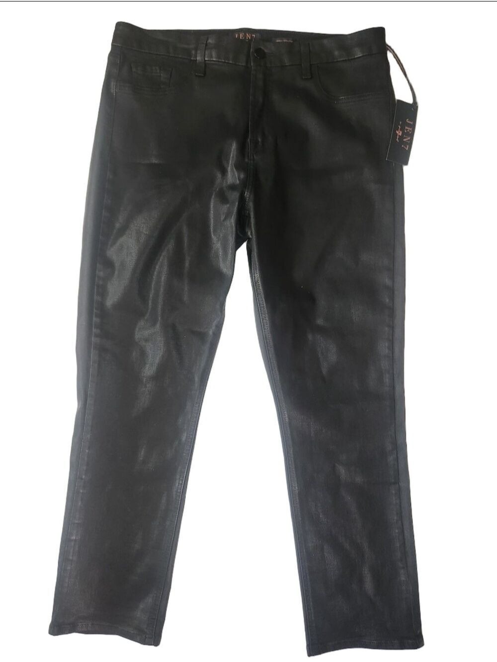 Jen7 by 7 For All Mankind Coated Ankle Straight Leg Jeans in Black - Size 14